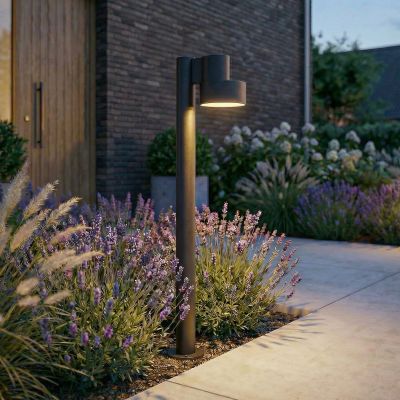 Elune LED-pylväsvalaisin, mattamusta, IP44, korkeus 77 cm – Lucande - Moderni - Alumiini - Yksilamppuinen