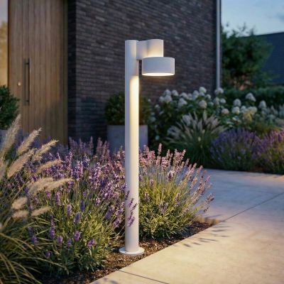 Elune LED-pylväsvalaisin, vaaleanharmaa, IP44, korkeus 77 cm – Lucande - Moderni - Alumiini - Yksilamppuinen