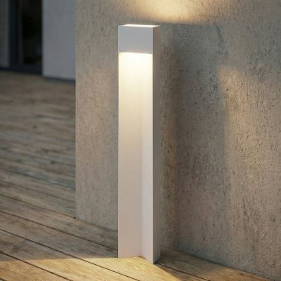 Kaholo LED-pylväsvalaisin, alumiini, IP44, vaaleanharmaa, 90 cm Lucande - Moderni - Kulmikas