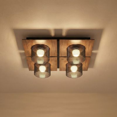 Eiko LED-kattovalaisin, pähkinä/savuharmaa, lasi, 42 cm, kulmikas – Lucande - Olohuone - Moderni - Muovi