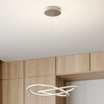 Shona LED Riippuvalaisin Satin Nickel Lucande - Olohuone - Moderni - Metalli - Yksilamppuinen