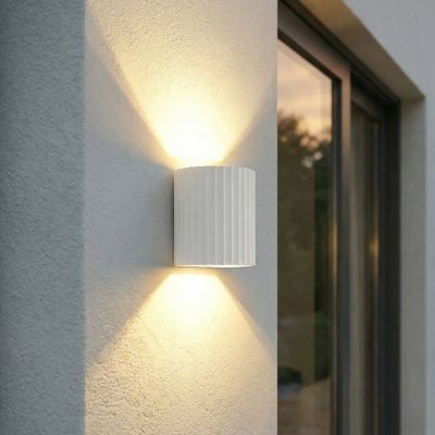 Ralino LED-ulkoseinälamppu, IP65, alumiini, valkoinen, 2-lamppuinen Lindby - Terassi - Moderni - Pyöreä