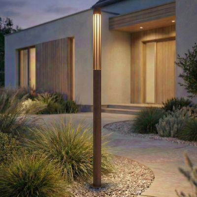 Fjorya LED-pylväsvalaisin, ruskea, korkeus 90 cm, IP65 Lindby - Terassi - Moderni - Alumiini - Yksilamppuinen