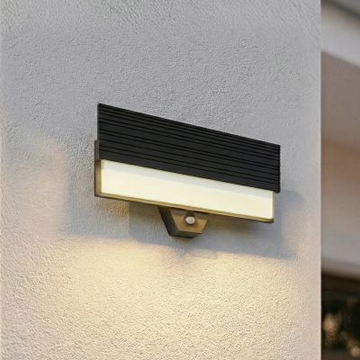 Melira LED-ulkoseinävalaisin, antrasiitti, anturi, IP65 Lucande - Terassi - Moderni - Alumiini - Yksilamppuinen