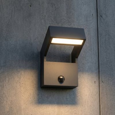 Kovato LED-ulkoseinälamppu, liiketunnistin, tummanharmaa, IP65 Arcchio - Moderni - Metalli - Kulmikas