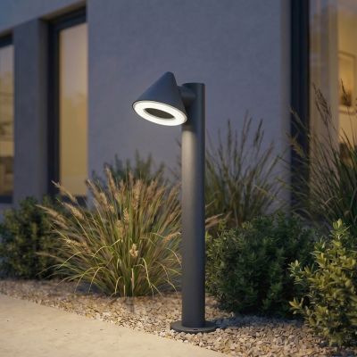 Soran LED-pylväsvalaisin, metalli, korkeus 60 cm, musta, IP44 – Lindby - Moderni - Yksilamppuinen