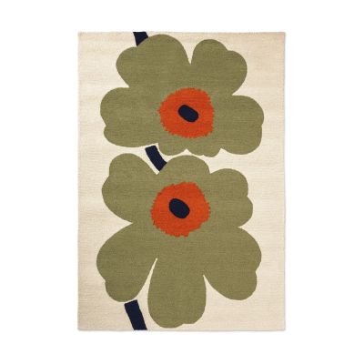 Marimekko Unikko anniversary matto ulkokäyttöön Dusty green, 140×200 cm