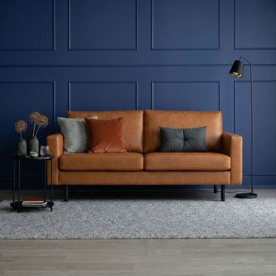 Veke Marc 3-istuttava sohva nahkaverhoiltu konjakinruskea