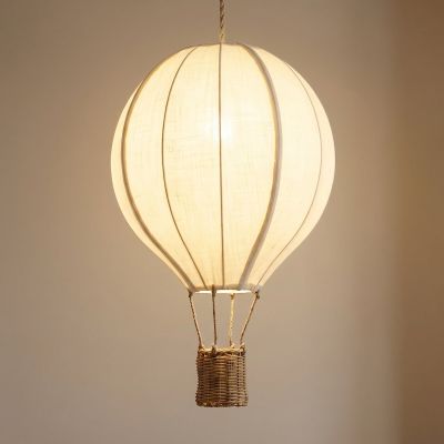 Aeris-lastenhuoneen riippuvalaisin, Ø 35 cm, tekstiili/rottinki, beige, E27 - Lindby - Kangas / tekstiili - Yksilamppuinen