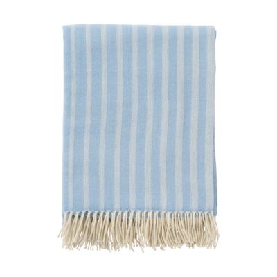 Klippan Yllefabrik Epäsäännölliset raidat villahuopa Infinity blue, 130x200 cm