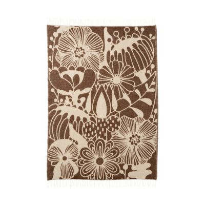 Klippan Yllefabrik Blomranka villahuopa Ruskea-beige, 130×200 cm