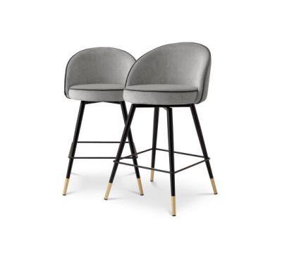 Eichholtz Cooper baarituolit roche light grey velvet 2 kpl