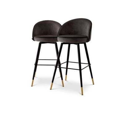 Eichholtz Cooper barstol roche dark grey velvet 2-kpl