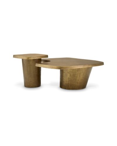 Eichholtz Pierro Coffee Table Vintage Brass Set of 2