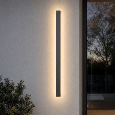Lengo LED-ulkoseinävalaisin, 3 000 K, antrasiitti, 100 cm, ylös/alas Lucande - Moderni - Alumiini - Kulmikas