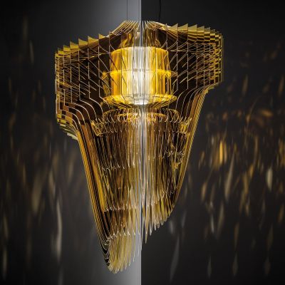 Aria S riippuvalaisin, kulta, Ø 50 cm Slamp - Olohuone - Design - Muovi - Yksilamppuinen