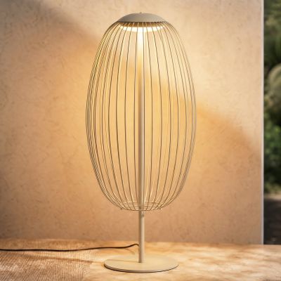 Richi LED-lattiavalaisin ulos, korkeus 90 cm, beige, IP44, metalli – Lucande - Moderni - Yksilamppuinen