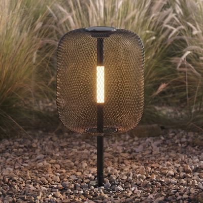 Faylen LED-aurinkokäyttöinen maakiinnityspylväsvalaisin, musta, IP65 Lucande - Design - Metalli - Yksilamppuinen