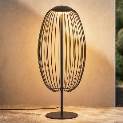 Richi LED-lattiavalaisin ulos, korkeus 90 cm, musta, IP44, metalli – Lucande - Moderni - Yksilamppuinen