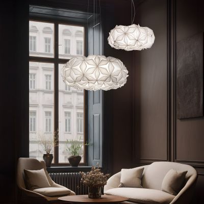 C'EST LA VIE riippuvalaisin, valkoinen/läpinäkyvä kaapeli, Ø 70 cm C'EST LA VIE Slamp - Olohuone - Design - Muovi - Varjostimella