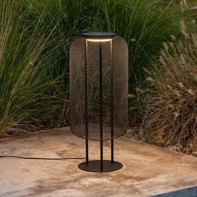 Korvyn LED-lattiavalaisin, musta, korkeus 80 cm, IP44 Lucande - Design - Metalli - Yksilamppuinen