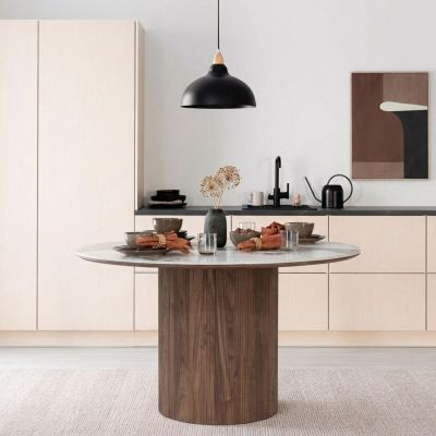 House Nordic Athens pyöreä ruokapöytä ø120 cm ruskea/valkoinen, asiakaspalautus