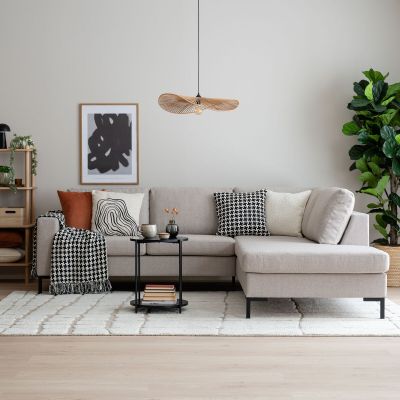 Veke Toronto avokulmasohva oikea hiekka hygge 10, ilman jalkoja, asiakaspalautus