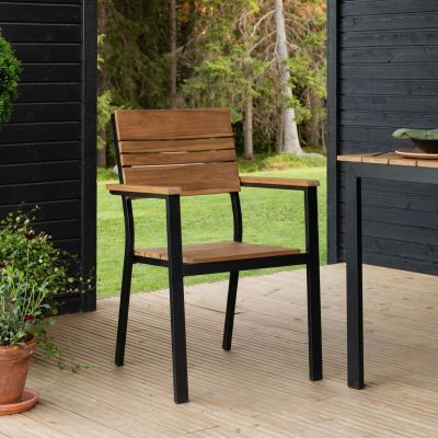 Brafab Patio aintwood 6-hengen ruokailuryhmä musta/tiikki