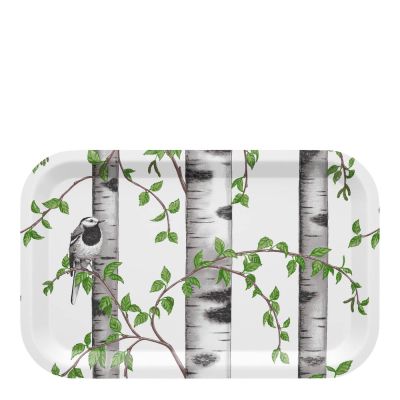 Arvidssons - Björkdungen Tarjotin 33x21 cm Offwhite/Vihreä