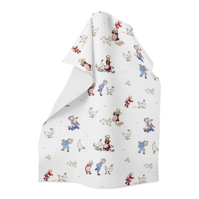 Arvidssons - Emil & Ida i hönsgården Keittiöpyyhe 47x47 cm Offwhite