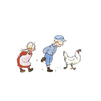 Arvidssons - Emil & Ida i hönsgården Tiskirätti 47x47 cm Offwhite