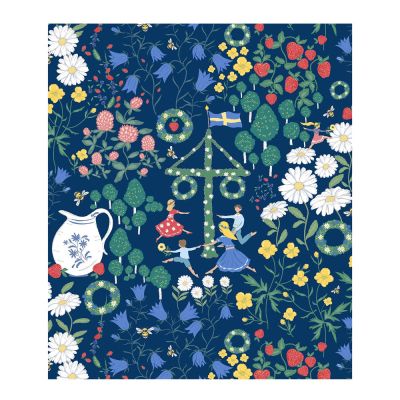 Arvidssons - Midsommardans Tiskirätti 17x20 cm Sininen