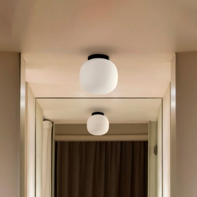 Amelia-kylpyhuoneen kattovalaisin, musta/opaali, lasi, halkaisija 21,5 cm FARO BARCELONA - Moderni - Varjostimella