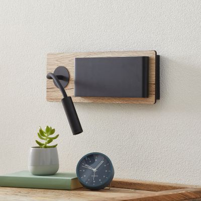 Mood-seinävalaisin, epäsuora valaistus ja lukulamppu, musta FARO BARCELONA - Makuuhuone - Design - Puu - Monilamppuinen