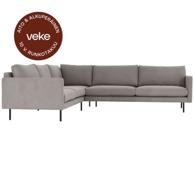 Veke Scandic Copenhagen kulmasohva 2K3 kitti Soro 23, mustat jalat, asiakaspalautus