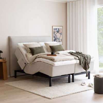 Unia Hopea moottorisänky L 160x200 beige, 900 stylex, 18cm musta jalka(kuvausmal