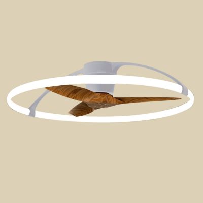 Smart LED-kattotuuletin Nepal, hopea/pähkinäpuu Mantra Iluminación - Olohuone - Moderni - Metalli - Rengas
