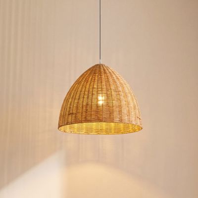 Laverne-riippuvalaisin, rottinki, Ø 40 cm, puu, E27 Lindby - Olohuone - Skandinaavinen - Yksilamppuinen