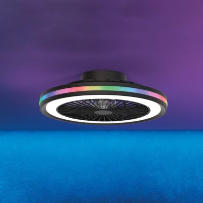 LED-kattotuuletin Gamer, musta, DC, hiljainen, CCT RGB – Mantra Mantra Iluminación - Olohuone - Moderni - Muovi