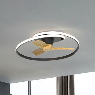 LED-kattotuuletin Ocean, musta/puu, DC, hiljainen – Mantra Mantra Iluminación - Olohuone - Moderni - Muovi - Rengas