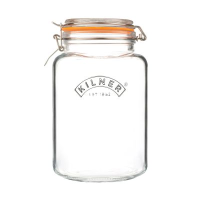 Kilner Kilner neliönmuotoinen säilykepurkki salpalla Kirkas ruostumaton teräs, 3 l