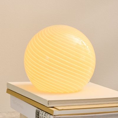 CANDY-pöytävalaisin, kermanvärinen, halkaisija 20 cm, lasi, E14 Halo Design - Olohuone - Yksilamppuinen