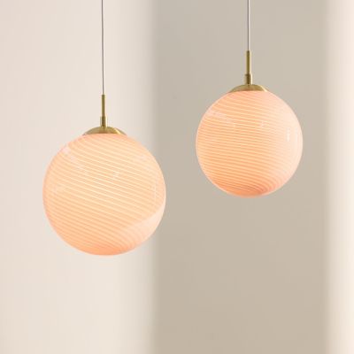 CANDY BALL -riippuvalo, vaaleanpunainen/antiikkimessinki, halkaisija 25 cm – Halo Design - Olohuone - Lasi - Yksilamppuinen