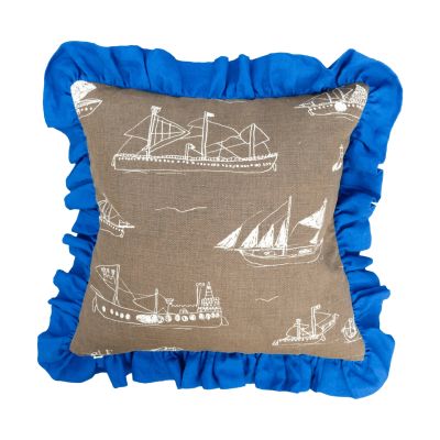 Fine Little Day Ohoy tyynynpäällinen Ruskea–natural–sininen, 48x48 cm