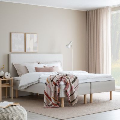 Unia Arki runkopatjasänky 160x200 cm basic pp, lv koivu jalat, beige Altea(kuvau
