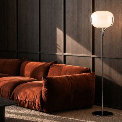 Christo-lattiavalaisin, korkeus 160 cm, kromi/valkoinen, lasi – Lucande - Olohuone - Design - Varjostimella