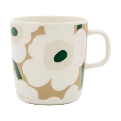 Marimekko Unikko muki 40 cl White-beige-light sand-dark green