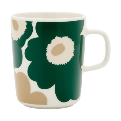 Marimekko Unikko muki 25 cl White-dark green-beige-light sand