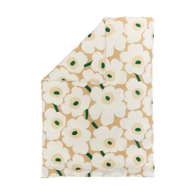 Marimekko Unikko pussilakana 150x210 cm Sand-off white-hay-emerald
