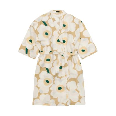 Marimekko Unikko kylpytakki S/M Sand-off white-hay-emerald, S/M